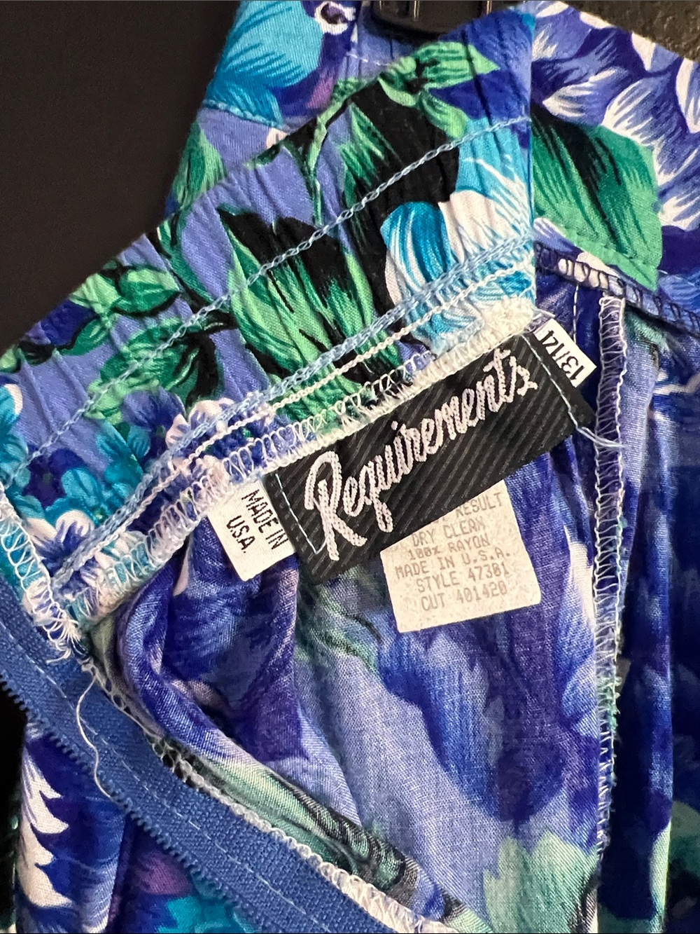Vintage Requirements Tropical Midi Skirt in Blue and Green - Picture 3 of 3